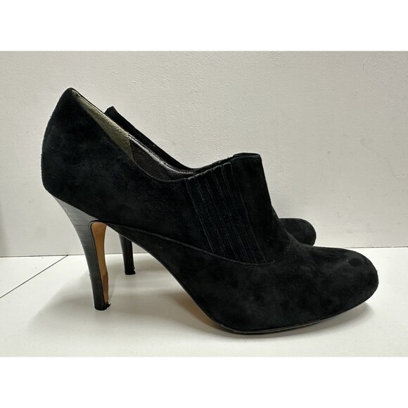 Cole Haan women size 11B black  suede  high heel low cut booties - Picture 3 of 10